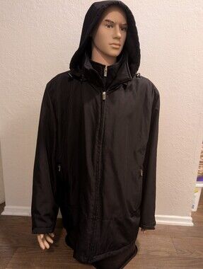 Weatherstock Black Coat Hoodie Large Thick Jacket
